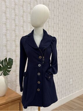 Navy Women's Tailored Button-Front Coat